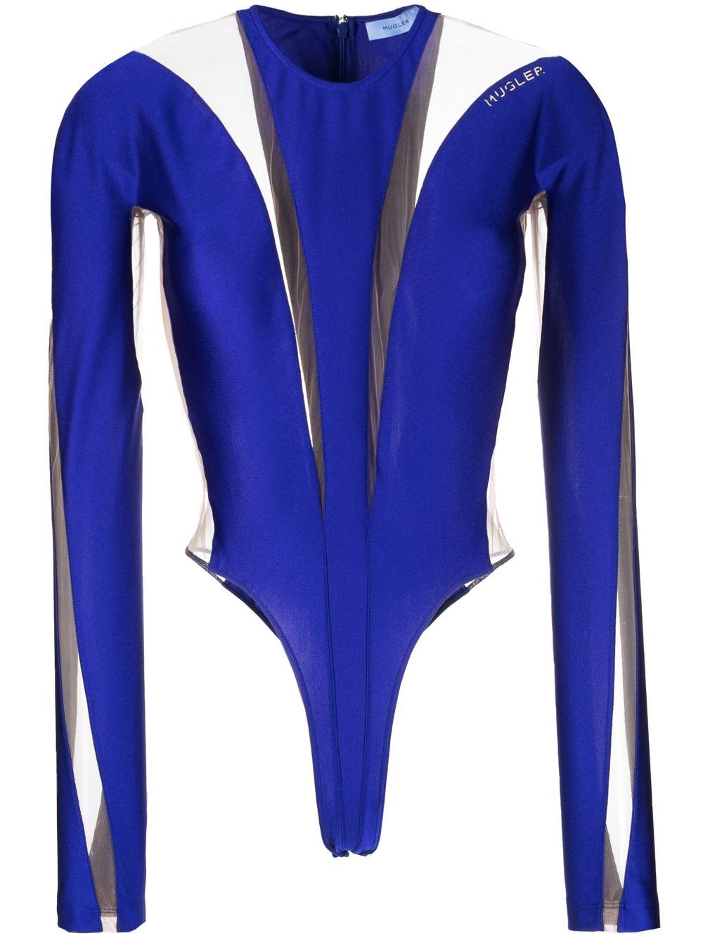 Blue and black denim corset bodysuit - women - MUGLER 