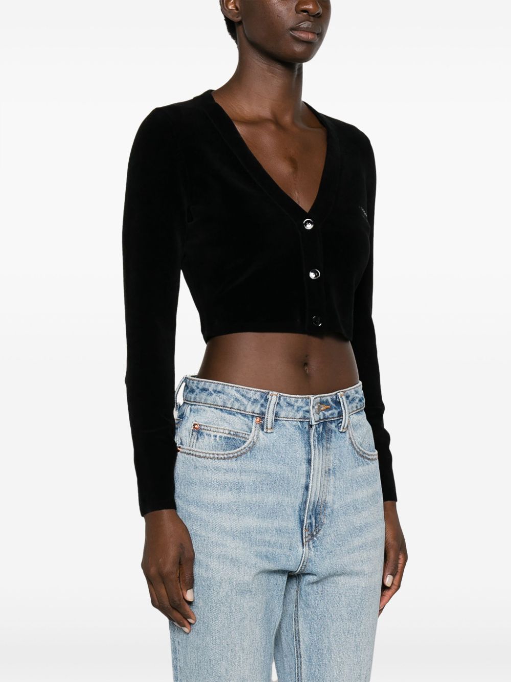 logo embroidered cropped T-shirt, Alexander Wang