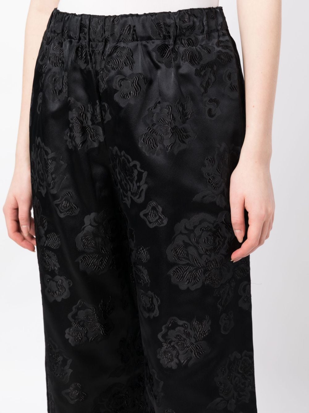 tricot COMME des GARCONS Flowered Jacquard Pants (Trousers) Black