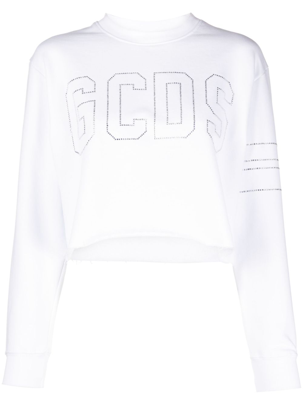 White crystal-logo cropped sweatshirt - women