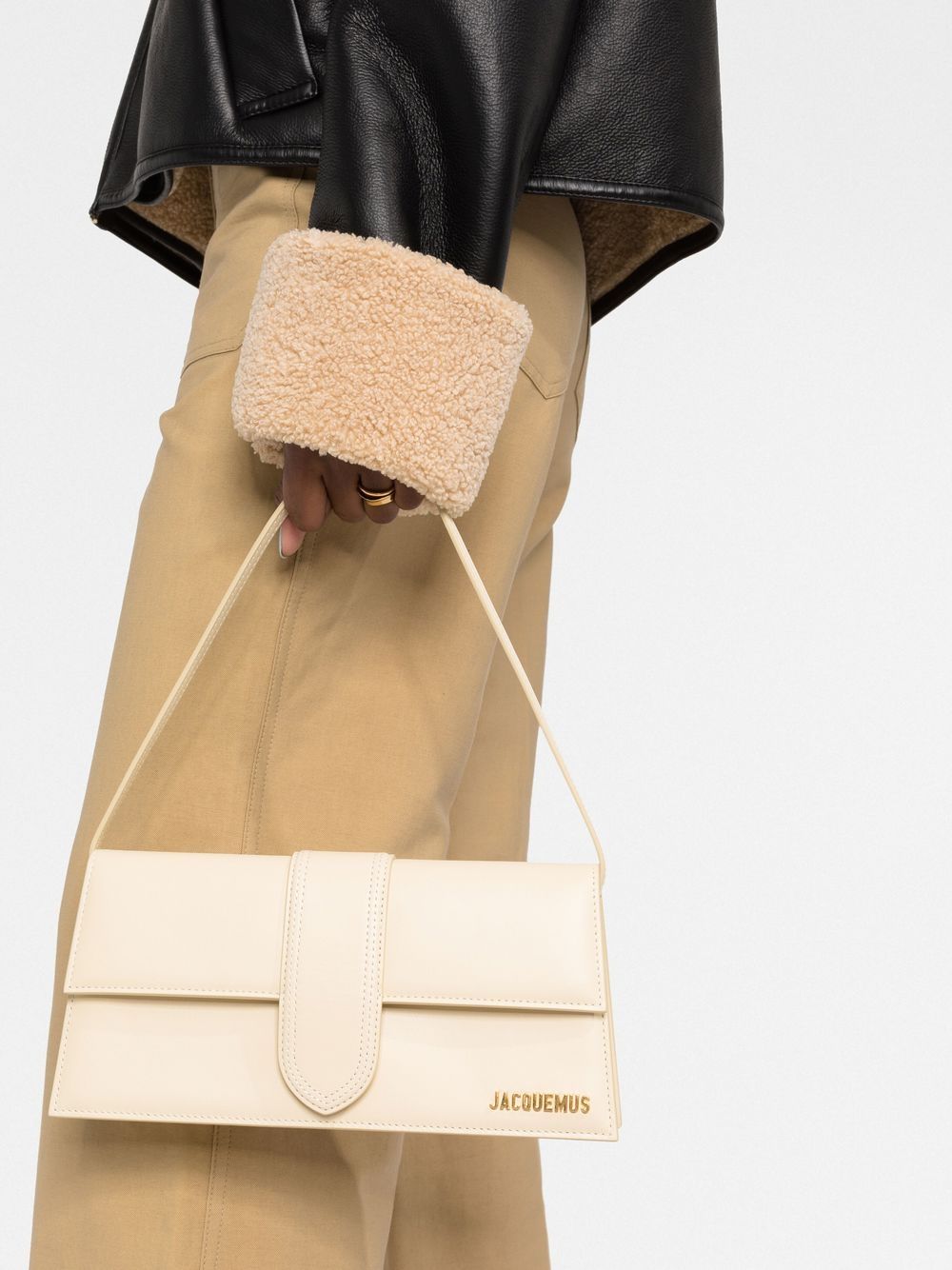 Jacquemus Le Bambino Long Osier Wicker Shoulder Bag, Ivory, Women's, Handbags & Purses Shoulder Bags
