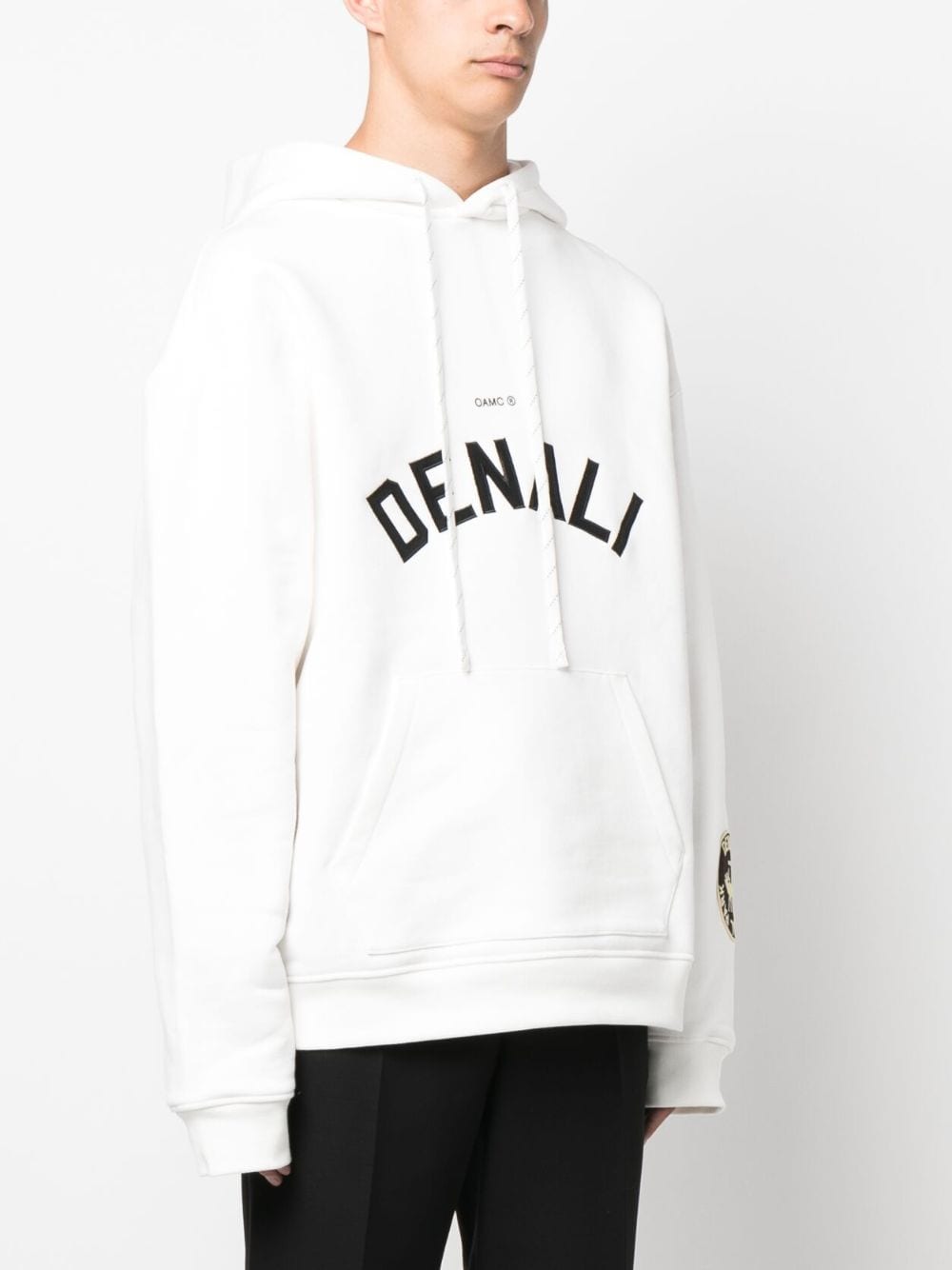 White logo-embroidered drawstring sweatshirt - men