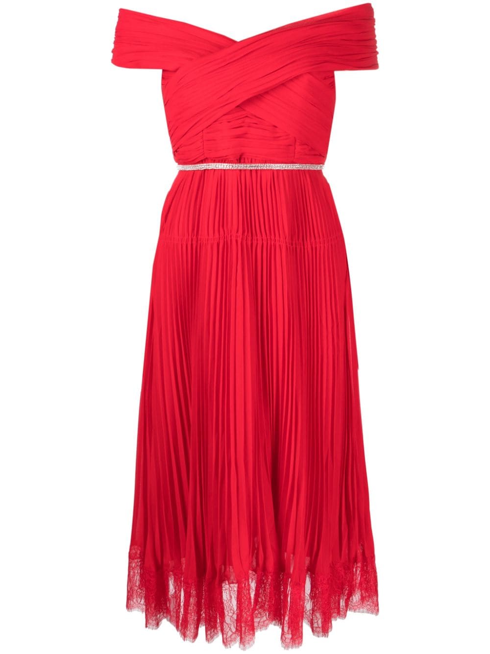 Self portrait best sale red pleated dress