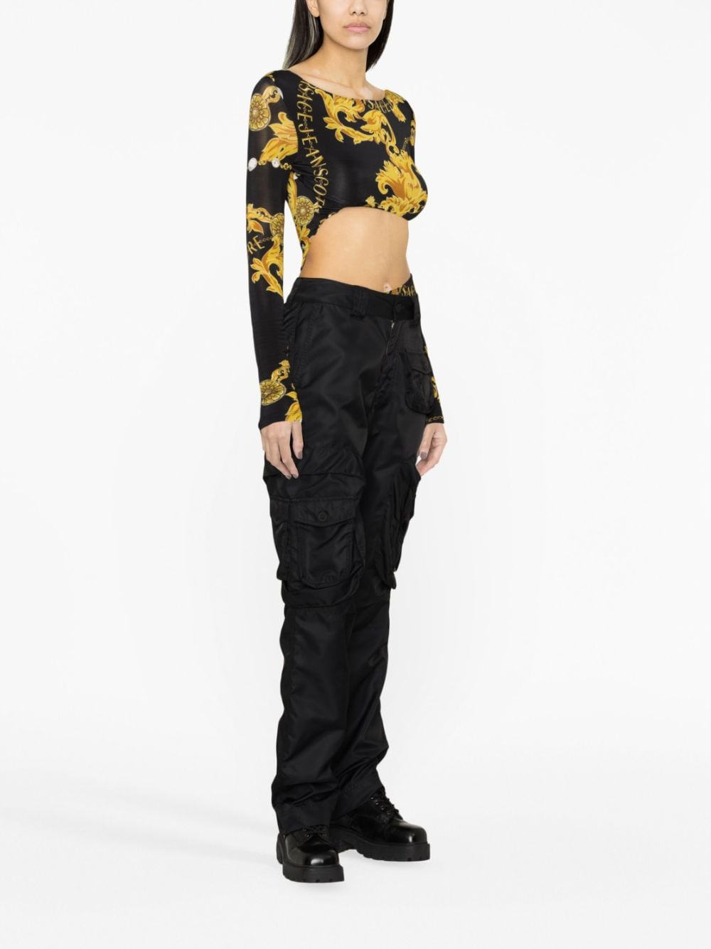 Versace Jeans Couture Black & Gold Chain Couture Leggings