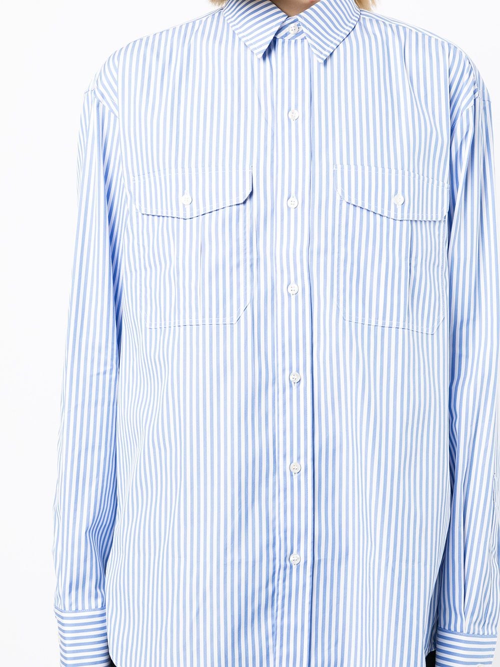 Camicia oversize a righe in blu - donna - WARDROBE.NYC 