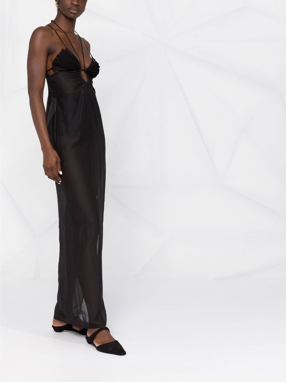 Black silk long slip