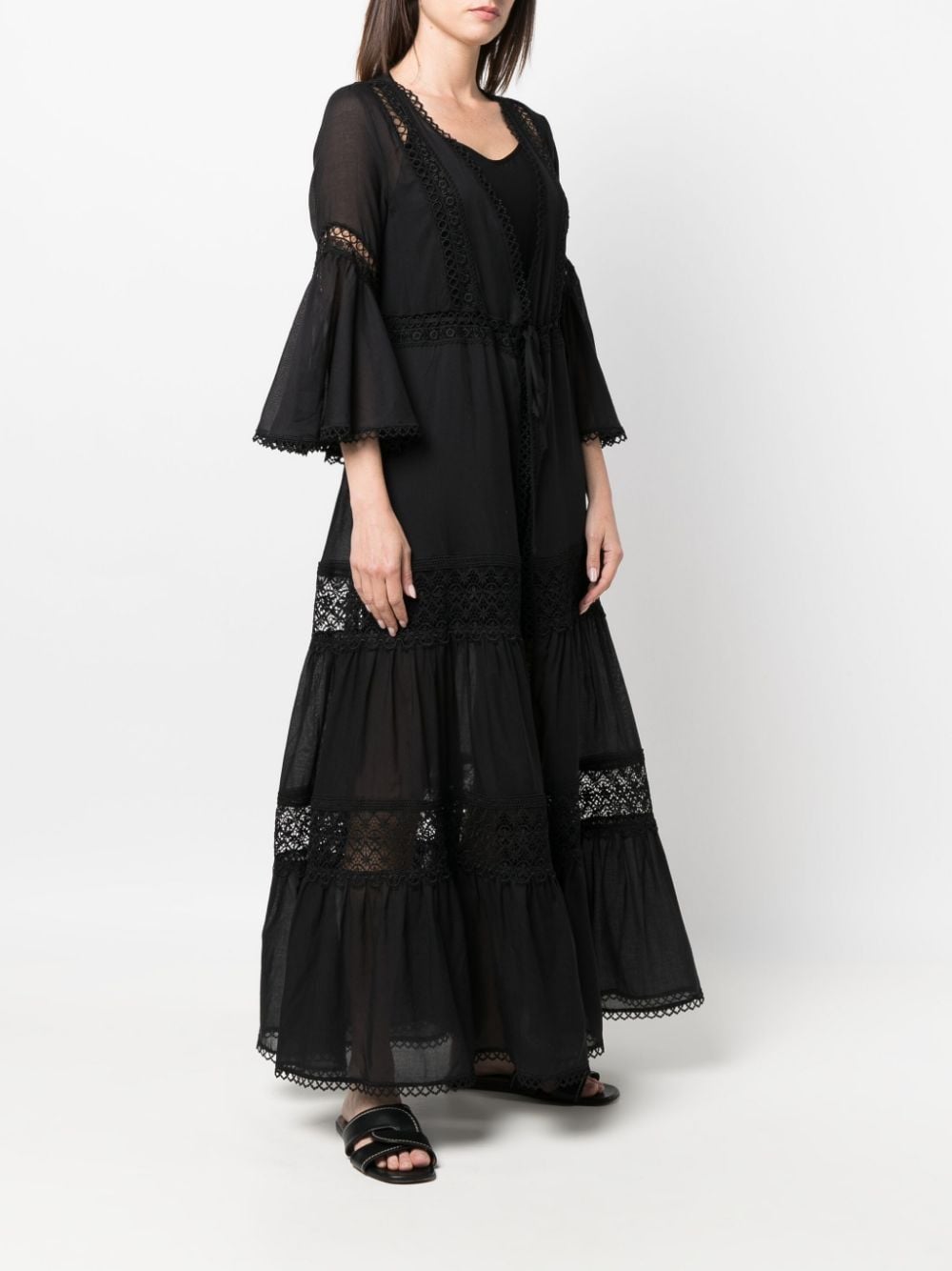 Black floral-lace embroidered V-neck dress - women - CHARO RUIZ IBIZA ...