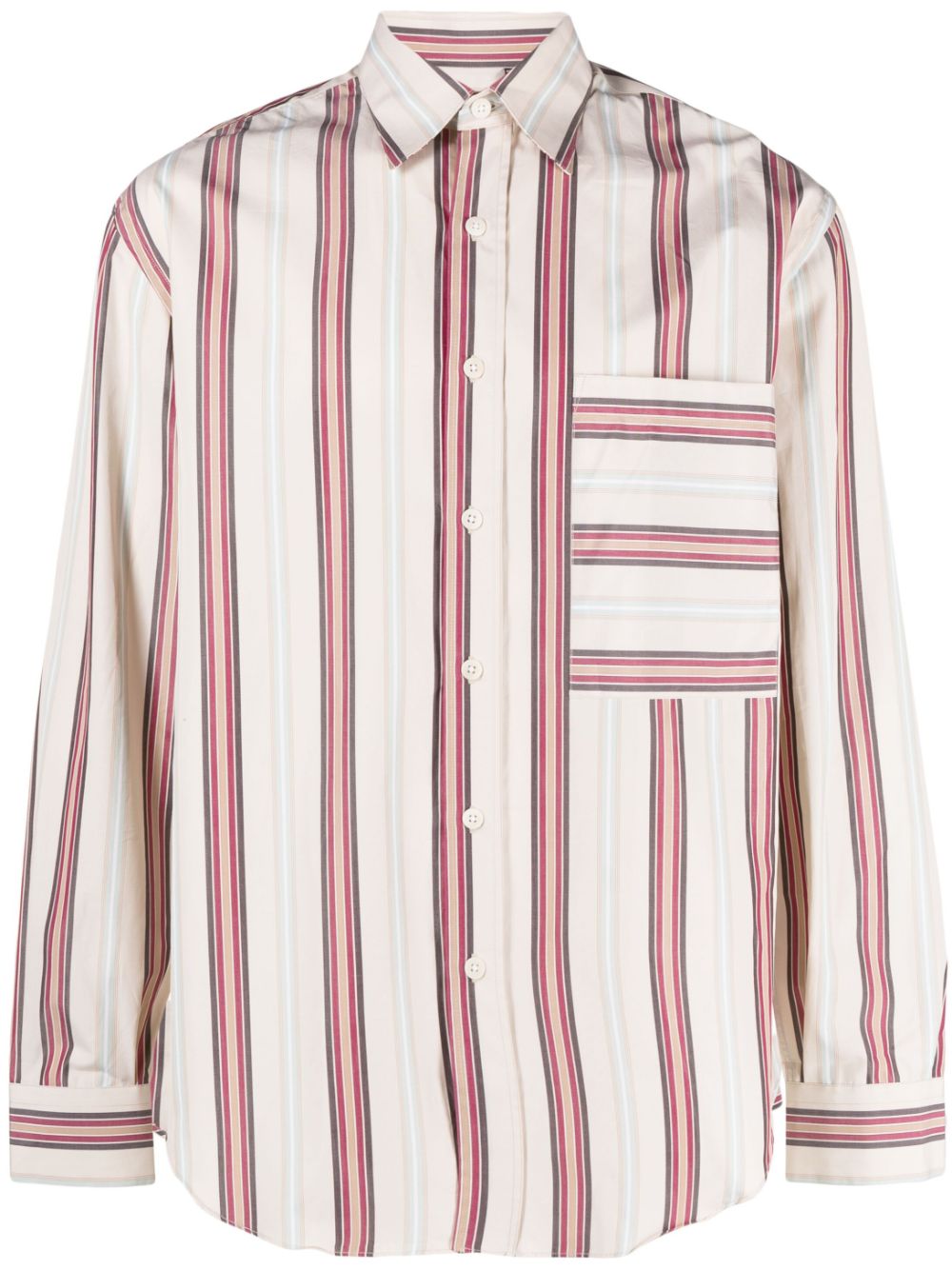 Red, white and blue striped button-up shirt - men - COSTUMEIN ...