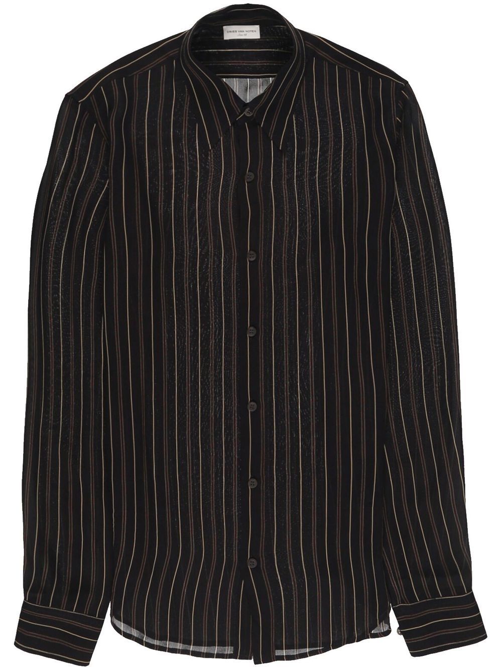 Frida Striped Sheer Button Up Shirt Black