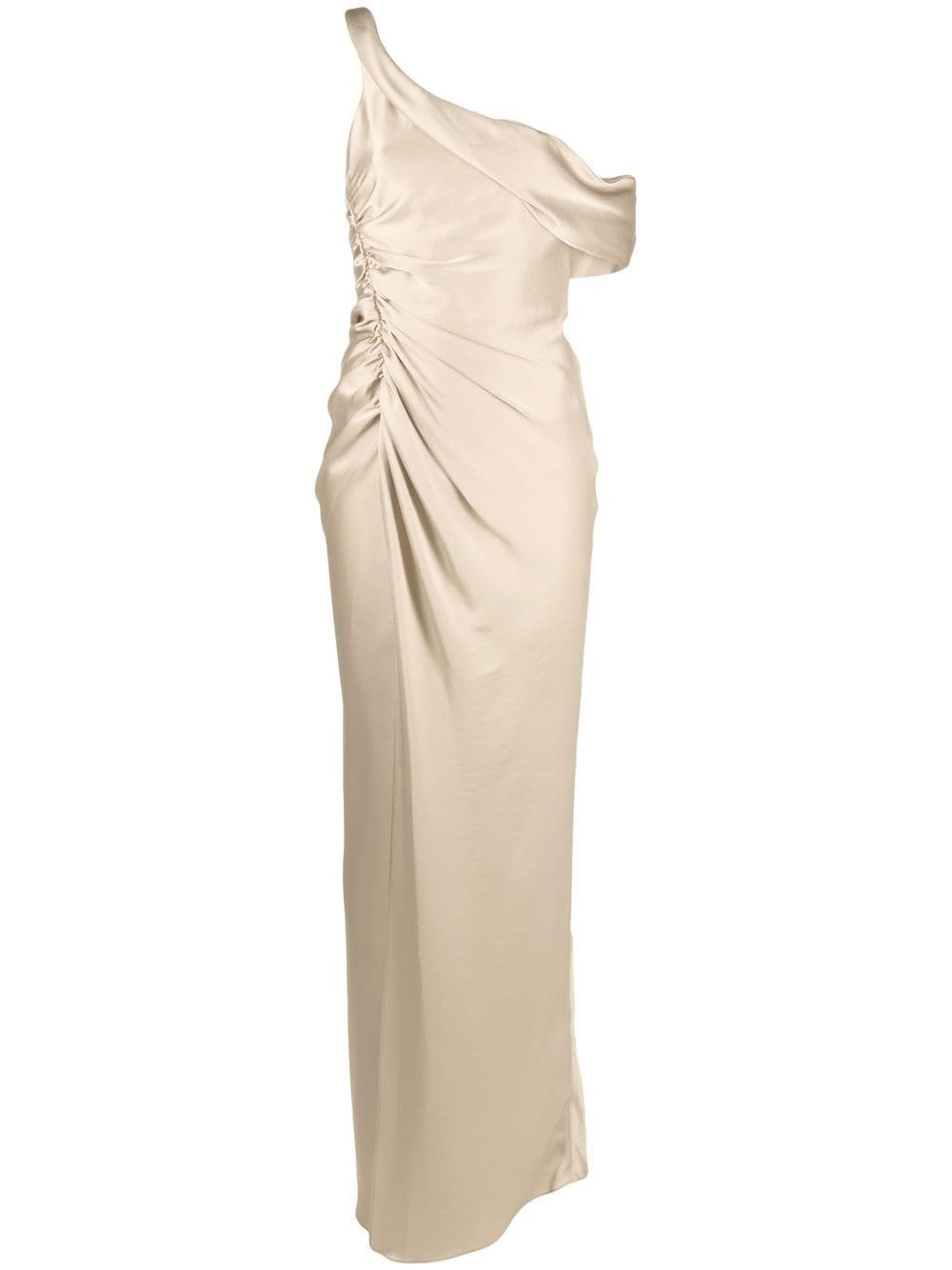 Beige one-shoulder satin maxi dress - women - SIMKHAI ...