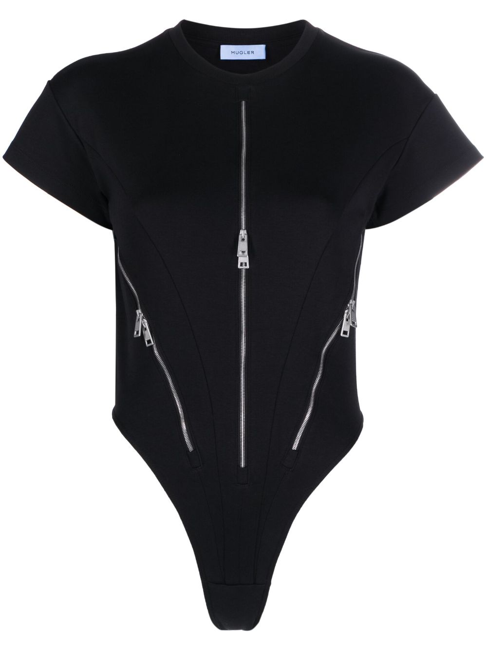 Black zip-detail bodysuit - women - MUGLER 