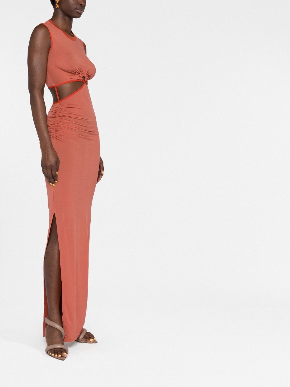 Coral cape design slim-cut dress - women - ALEX PERRY