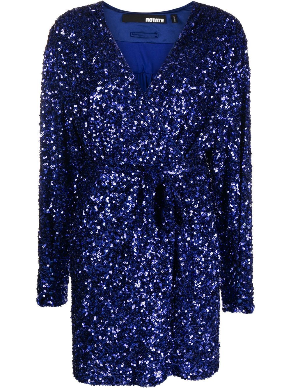 Blue sequin-embellished V-neck wrap dress - women - ROTATE
