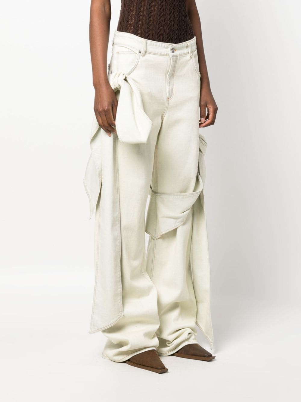 White Flared Trousers by Blumarine on Sale