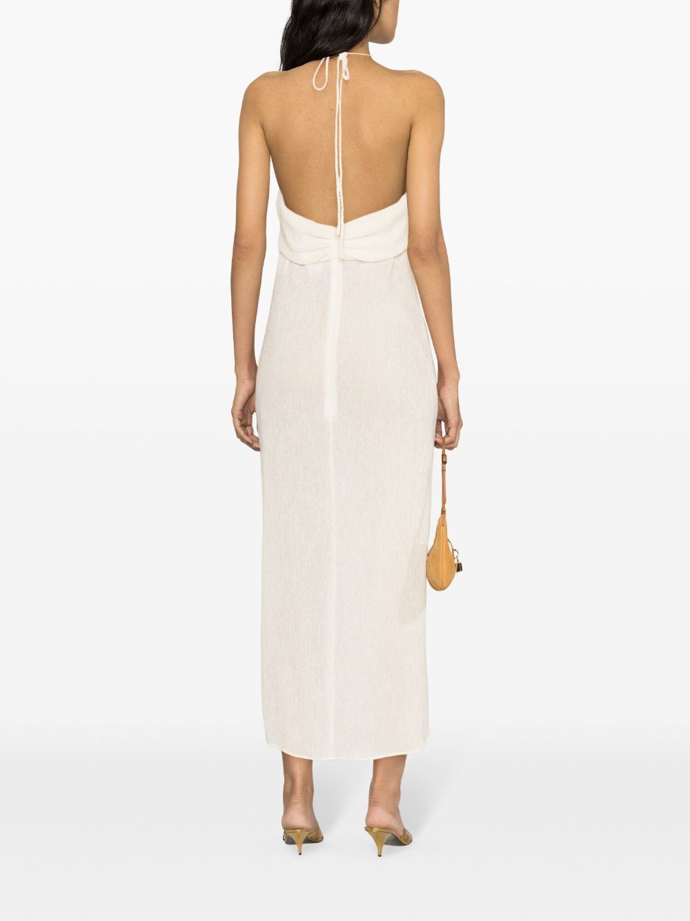 Cream faux pearl-embellished midi dress - women - MAGDA BUTRYM 