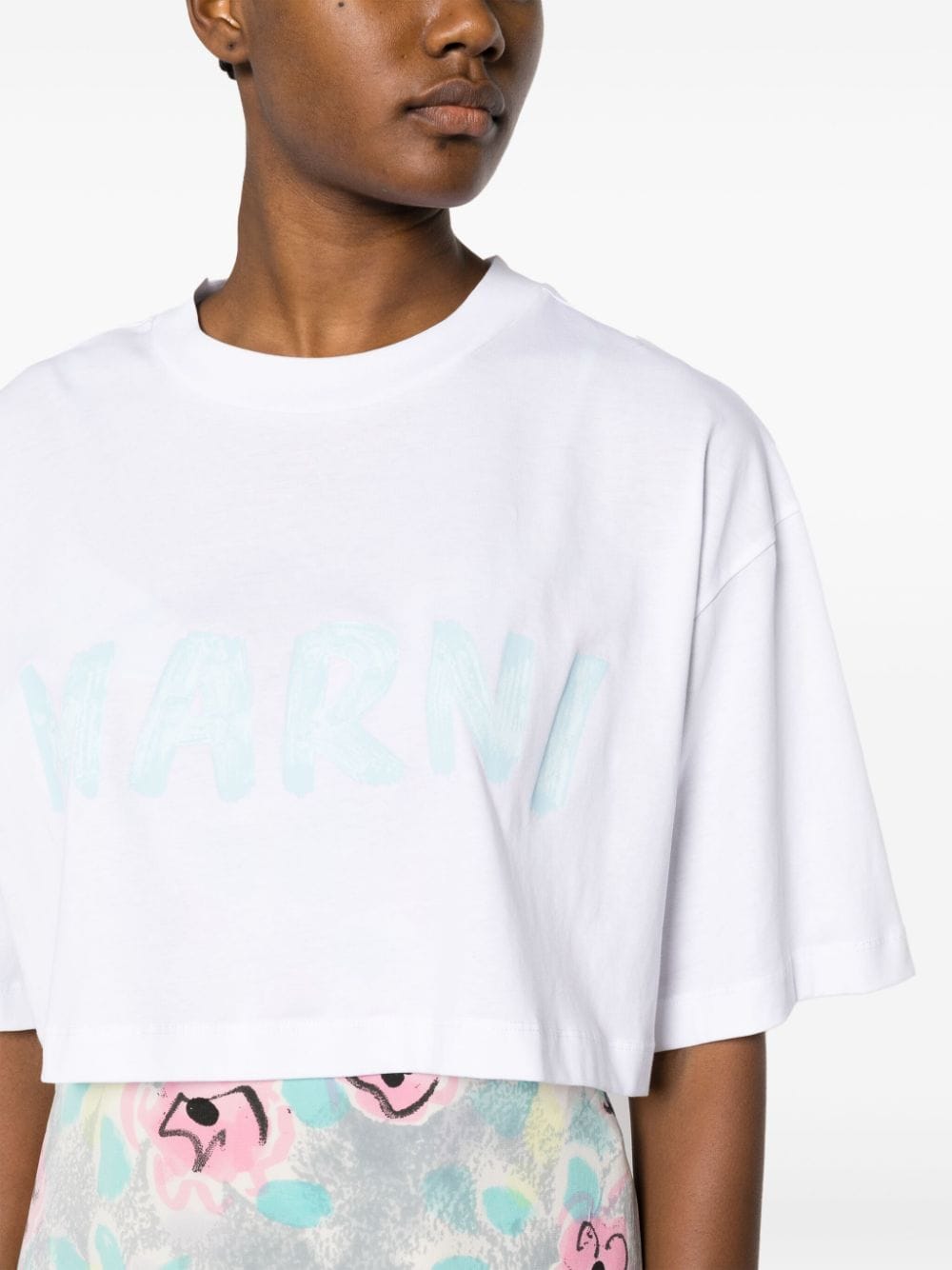 logo-print cropped T-shirt