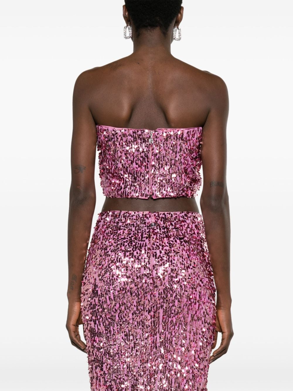 Pink sequined bandeau top - women - ROTATE 