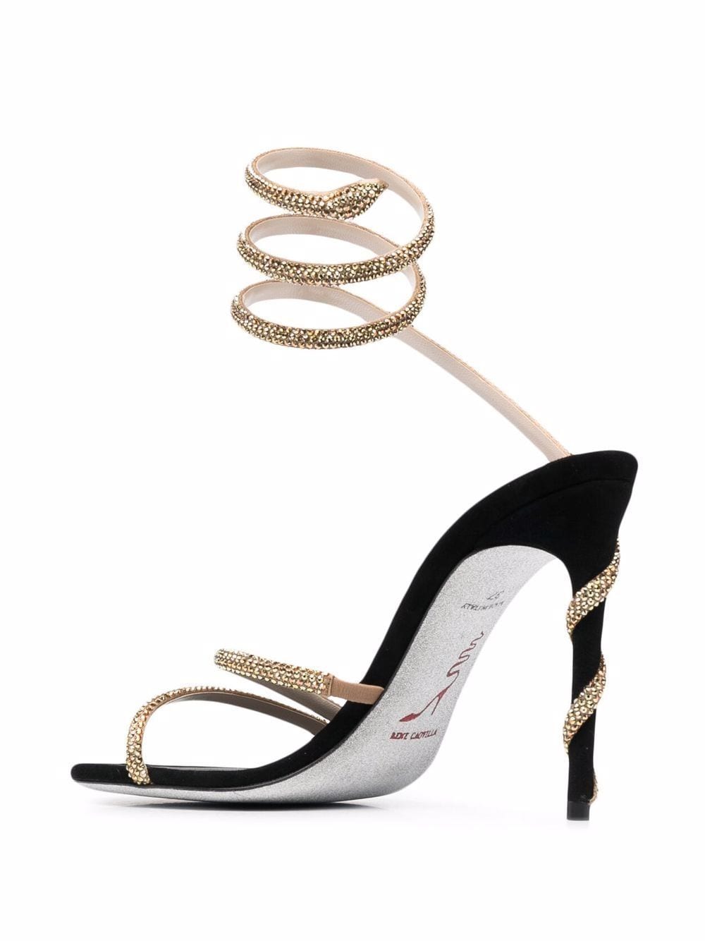 Black and gold Margot crystal-embellished spiral sandals - women - RENE  CAOVILLA 