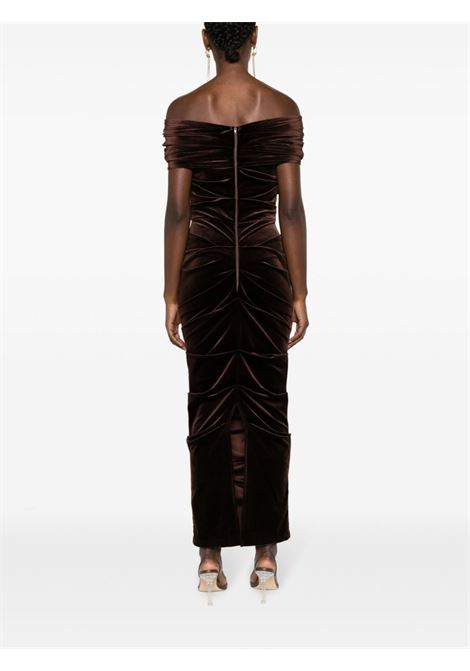 Brown Layne velvet ruched dress - women  ALEX PERRY | D1173BRWN