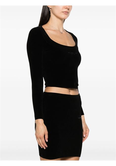 Black scoop-neck cropped knit top - women ALEXANDER WANG | 4KC4231002001