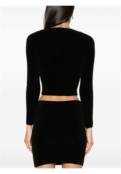 Black scoop-neck cropped knit top - women ALEXANDER WANG | 4KC4231002001