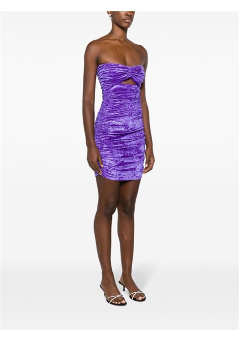 Purple ruched strapless velvet minidress - women AMEN | HMW23401046