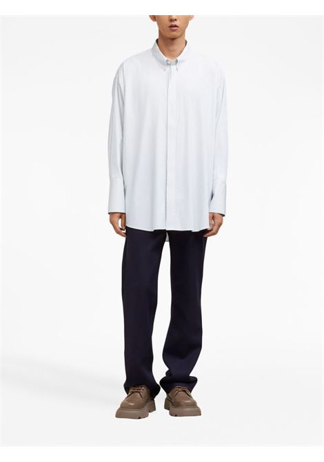 Blue and white striped long-sleeve shirt - unisex AMI PARIS | USH129CO0048132