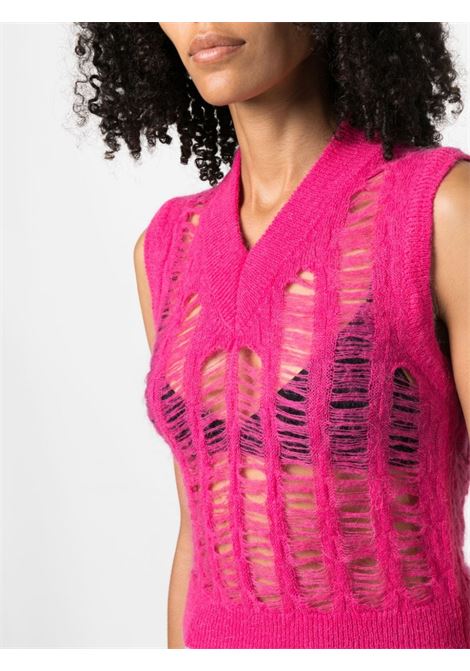 Pink open-knit V-neck vest - women ANDERSSON BELL | ATB989WPNK