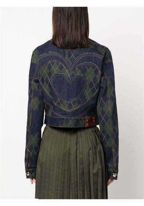 Blue argyle-pattern denim jacket - women  ANDERSSON BELL | AWA542WBL