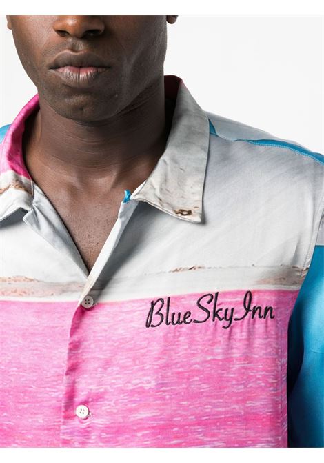 Camicia a maniche corte con stampa astratta in multicolore - uomo BLUE SKY INN | BS2302SH034SALT