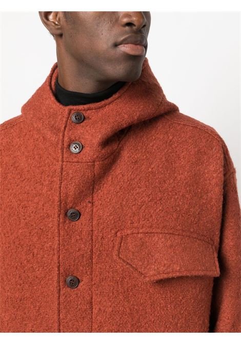 Orange hooded knitted single-breasted coat - men COSTUMEIN | V46893