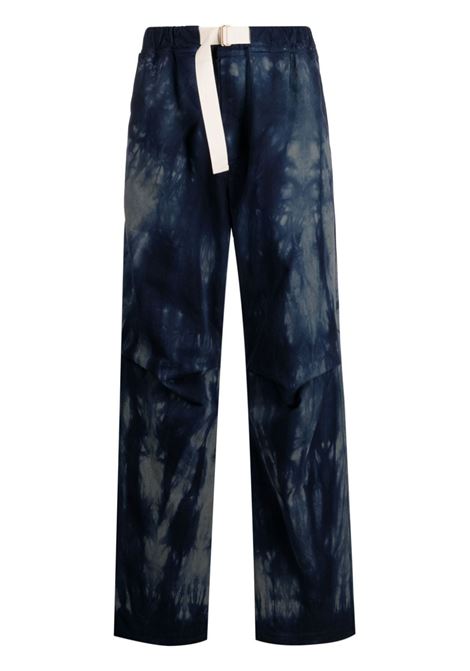 Grey and blue tie-dye belted-waist trousers - men DARKPARK | MTR09FAP01W2W608