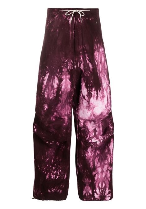 Pantaloni Daisy a gamba ampia con motivo tie-dye in bordeaux e rosa - donna DARKPARK | WTR02FAP01W2W602