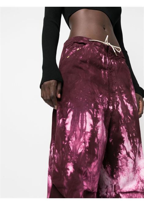 Pantaloni Daisy a gamba ampia con motivo tie-dye in bordeaux e rosa - donna DARKPARK | WTR02FAP01W2W602