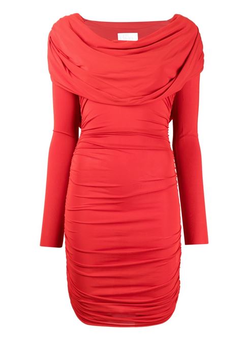 Red cowl-neck ruched minidress - women GIUSEPPE DI MORABITO | PF23313DR24304