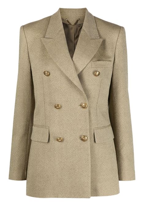 Blazer doppiopetto con motivo jacquard in beige - donna