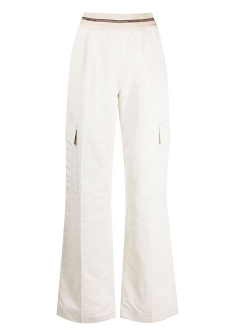 White logo-waistband pleated cargo trousers - women HELMUT LANG | N04HW206C05