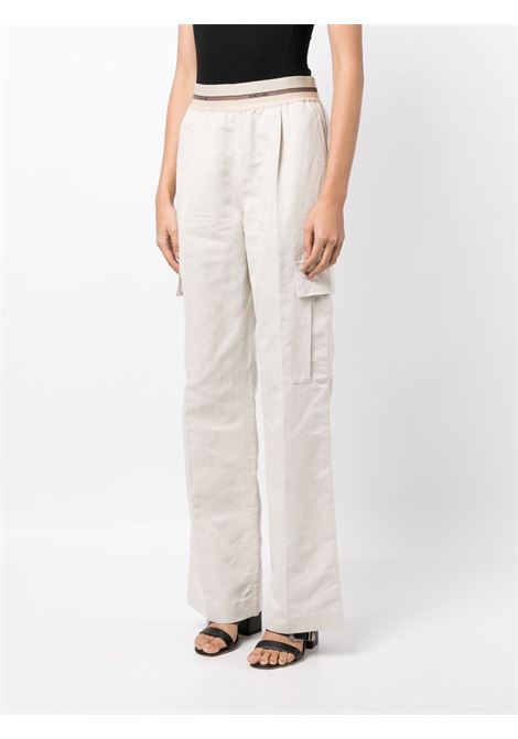 Pantaloni cargo con banda logo in bianco - donna HELMUT LANG | N04HW206C05