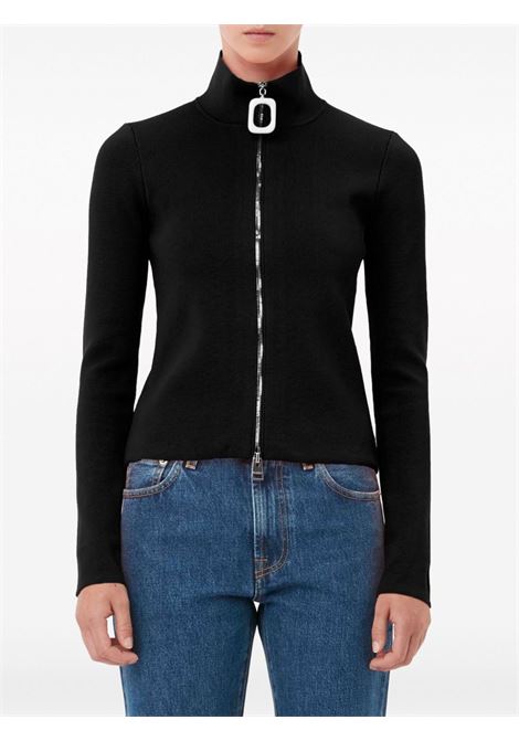 Black zip-up fine-knit cardigan - women JW ANDERSON | KW0995YN0287999