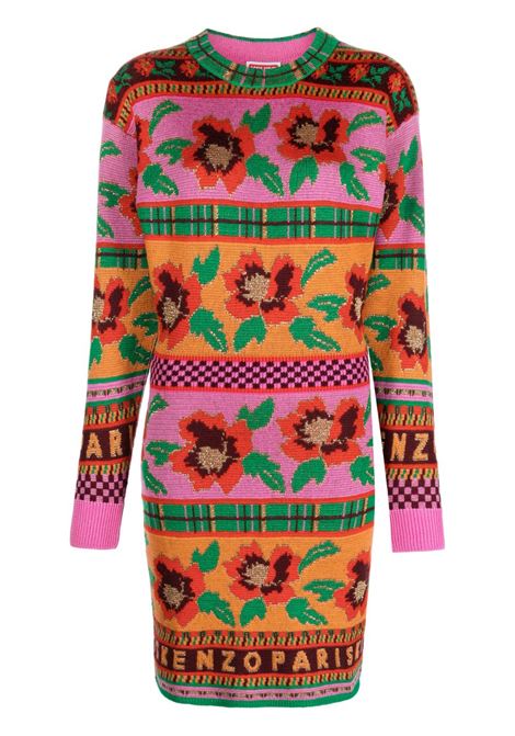 Multicolored Fair Isle-intarsia knitted dress - women  KENZO | FD62RO4203CJ22