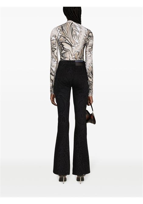 Black Warped Snakeskin-print mid-rise flared jeans - women MUGLER | 23W6PA03982781999