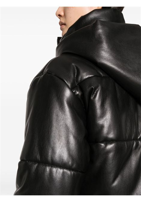 Black hooded cropped puffer jacket - women NANUSHKA | NW23CROW01999BLK