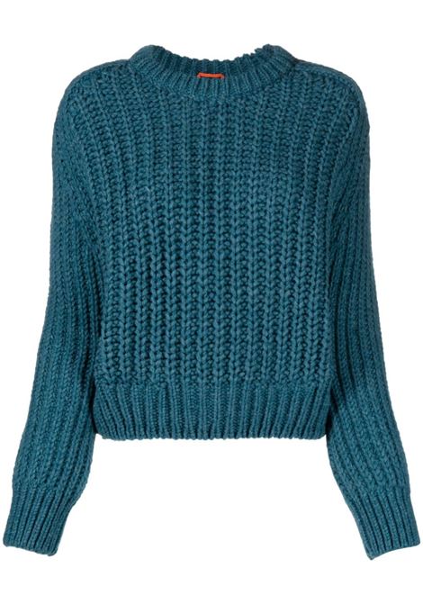 Blue Deanna logo-patch chunky-knit jumper - women PARAJUMPERS | PWKNTI31P830236