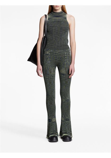  Blue, lime and black Space Dye ribbed-knit trousers - women PROENZA SCHOULER WHITE LABEL | WL2337930984