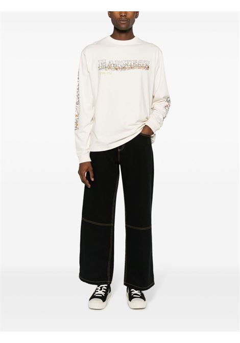 Black embroidered-motif cotton wide-leg jeans - men RASSVET | PACC13P0041