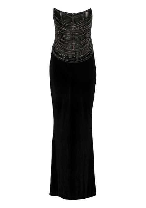 Black maxi dress with gold chain decoration - women RETROFETE | FW237706BLKS
