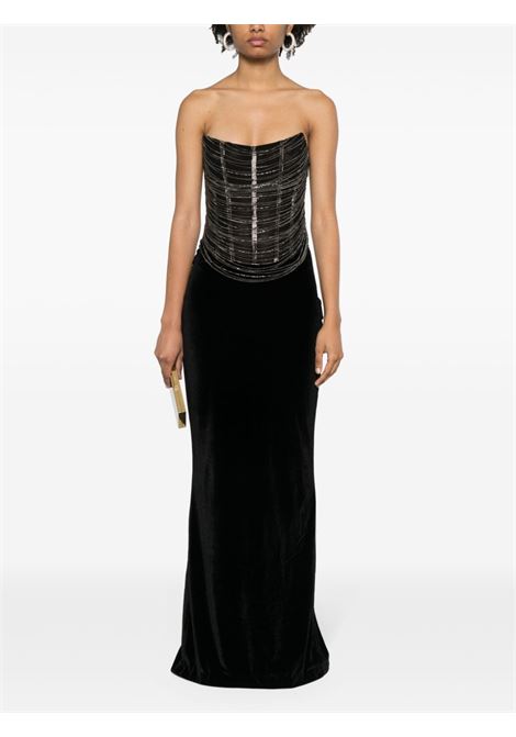 Black maxi dress with gold chain decoration - women RETROFETE | FW237706BLKS
