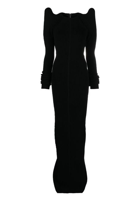 Black oversize-shoulders knitted dress - women RICK OWENS | RO02C1688KSTWSR09
