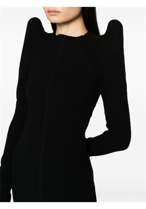 Black oversize-shoulders knitted dress - women RICK OWENS | RO02C1688KSTWSR09