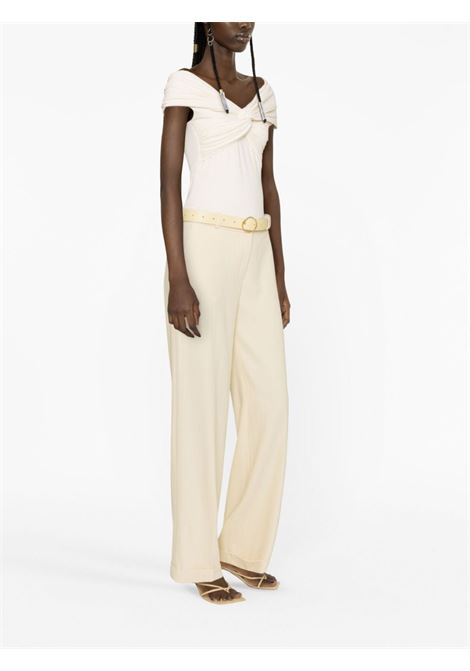 Beige pleat-detail tailored trousers - women TOTEME | 2332039266702